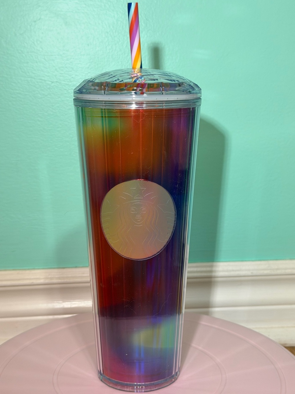 Starbucks 2021 Rainbow Pride Kaleidoscope Tumbler 24oz with straw